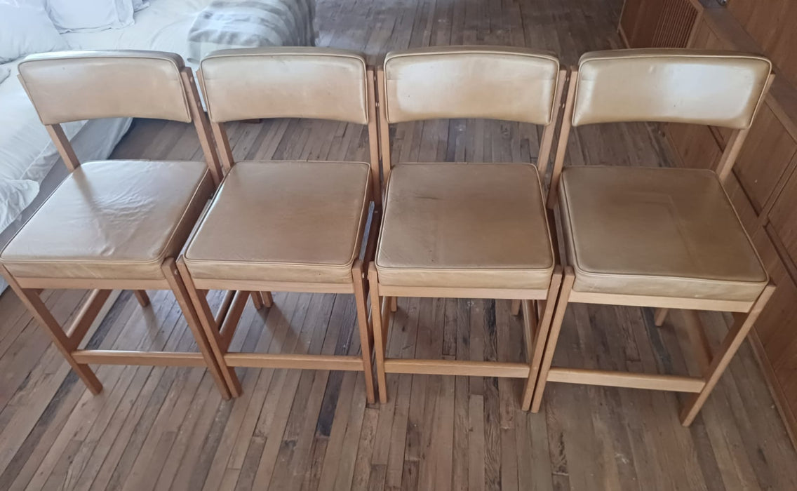 Conjunto 4  Banquetas "Tião" em Couro - Sérgio Rodrigues