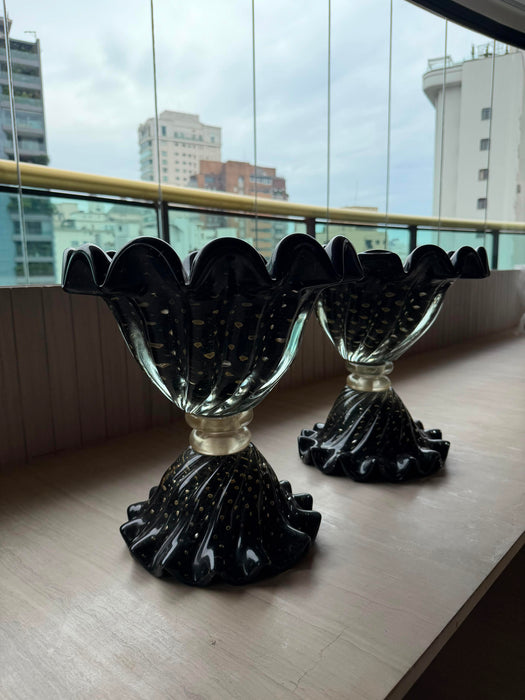 Par de Vasos de Murano Preto