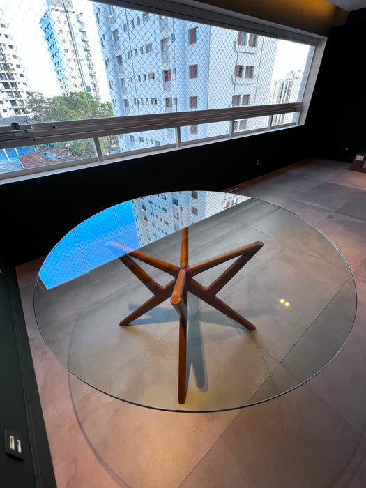 Mesa de Jantar "Eros" com Tampo de Vidro para 6 Lugares - Franccino
