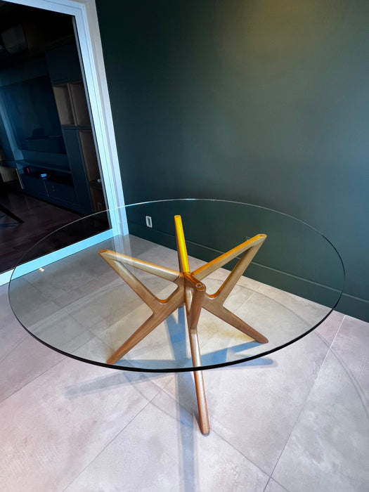 Mesa de Jantar "Eros" com Tampo de Vidro para 6 Lugares - Franccino