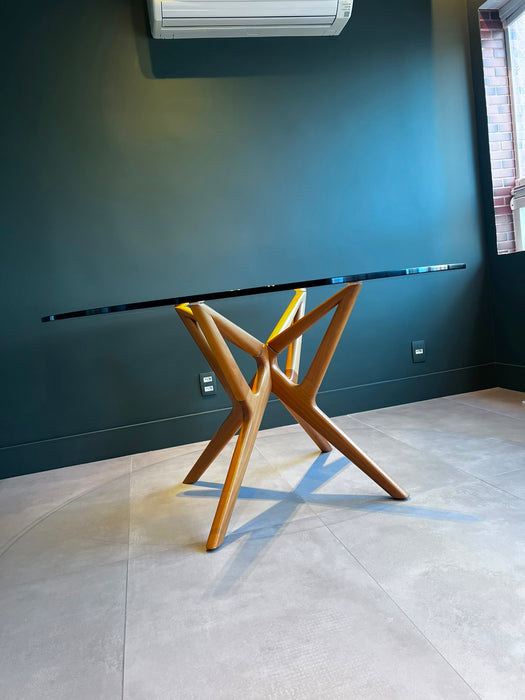 Mesa de Jantar "Eros" com Tampo de Vidro para 6 Lugares - Franccino