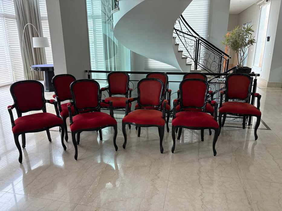 Conjunto com 10 Cadeiras Medalhão