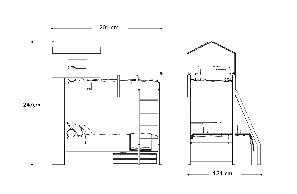 Beliche "Colorata" com 2 Colchões e 2 Futons (almofadas e colchas decorativas inclusas) – Casa Pronta e Colchões Breton