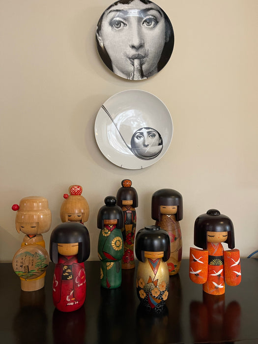 Coleção com 11  Bonecas Kokeshi Vintages