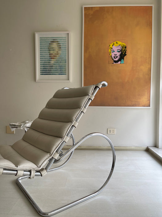 Chaise "MR" em Couro Branca - Mies Van Der Rohe